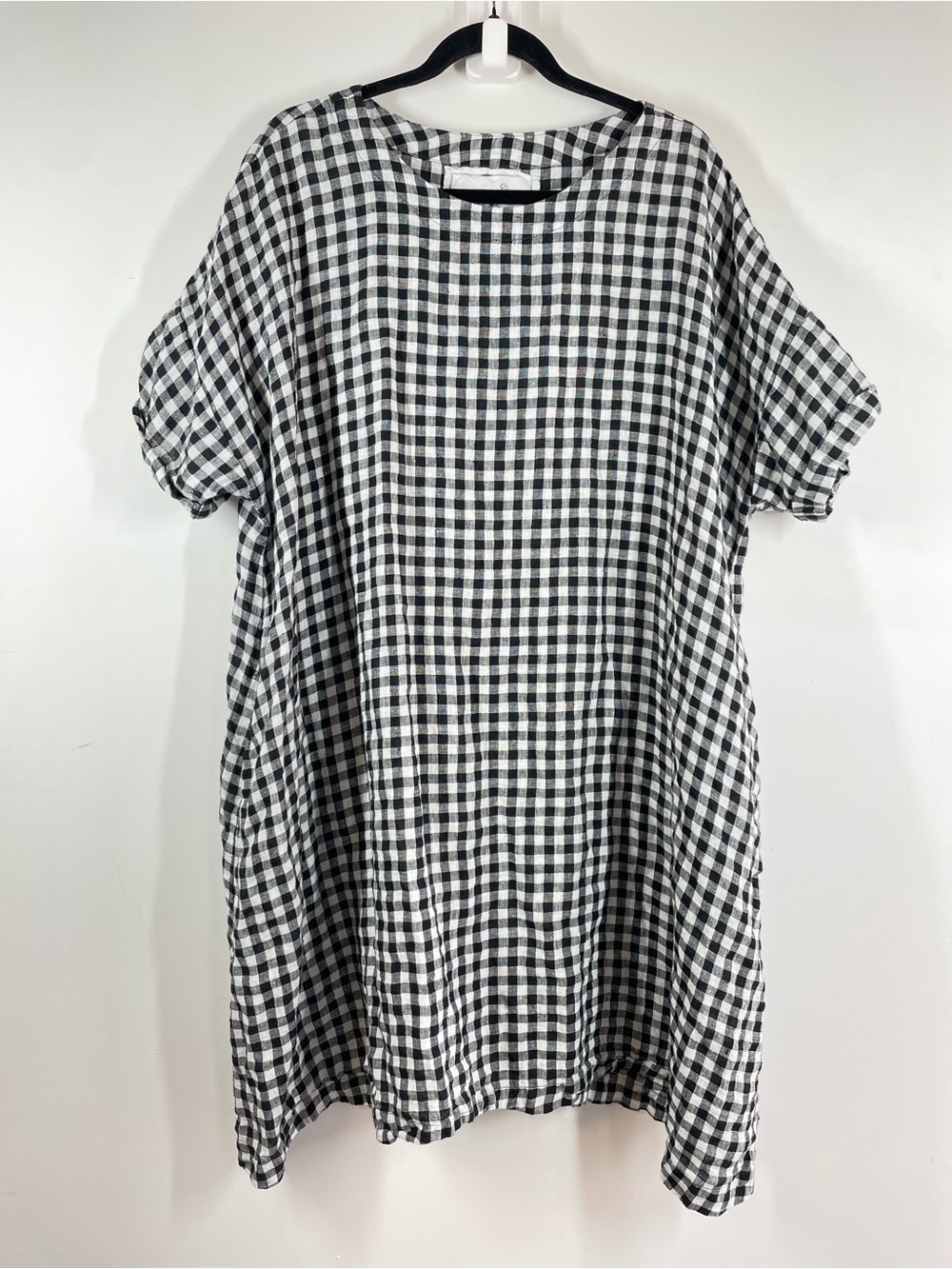 Not Perfect Linen Black White Gingham Linen Dress Oversized Lagenlook Boho Chic